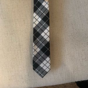 Black and white plaid skinny tie
